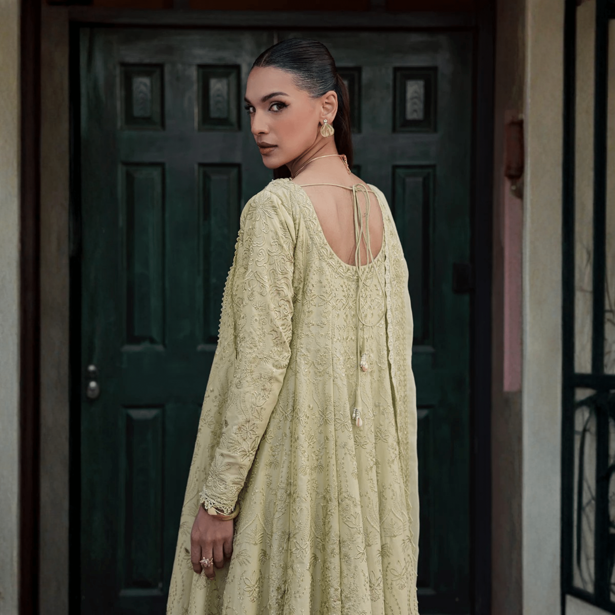 • Clothing: Embroidered/Printed suit for women - Made of best quality fabric - lawn or linen or chiffon - pure silk - Available at Najma Designs & Co. • Jewelry: Gold - plated stud earrings for
