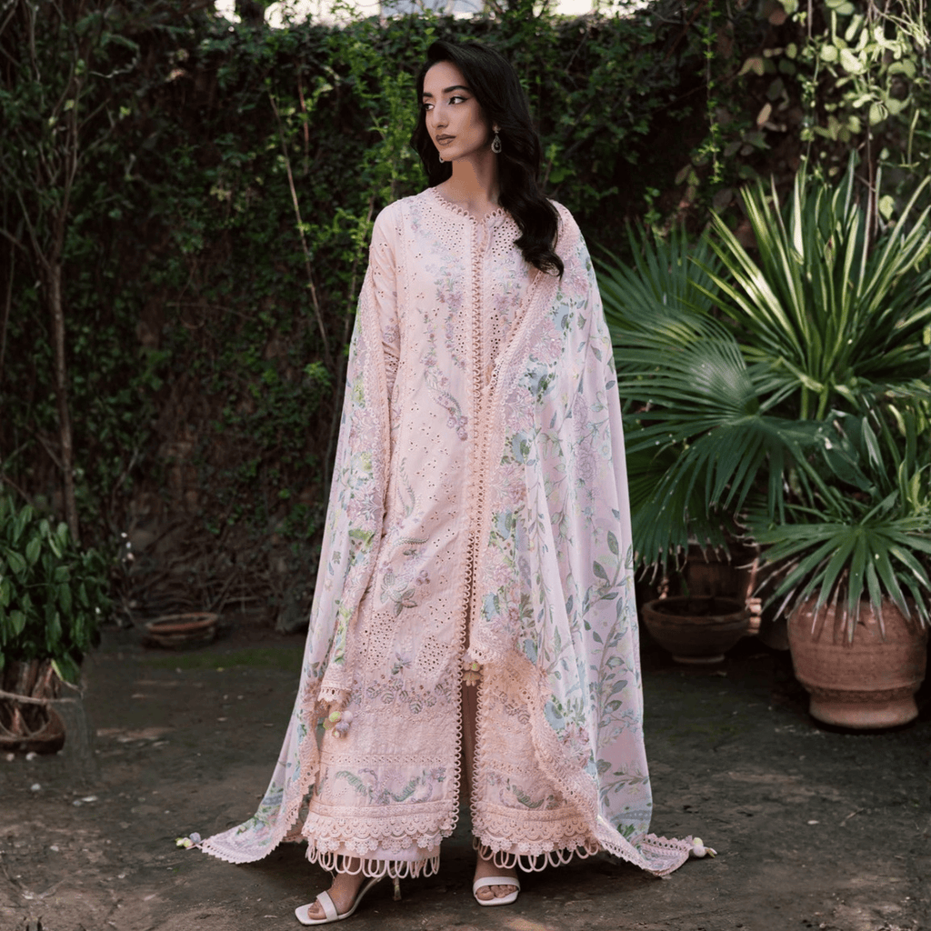 • Clothing: Embroidered/Printed suit for women - Made of best quality fabric - lawn or linen or chiffon - pure silk - Available at Najma Designs & Co. • Jewelry: Gold - plated stud earrings for