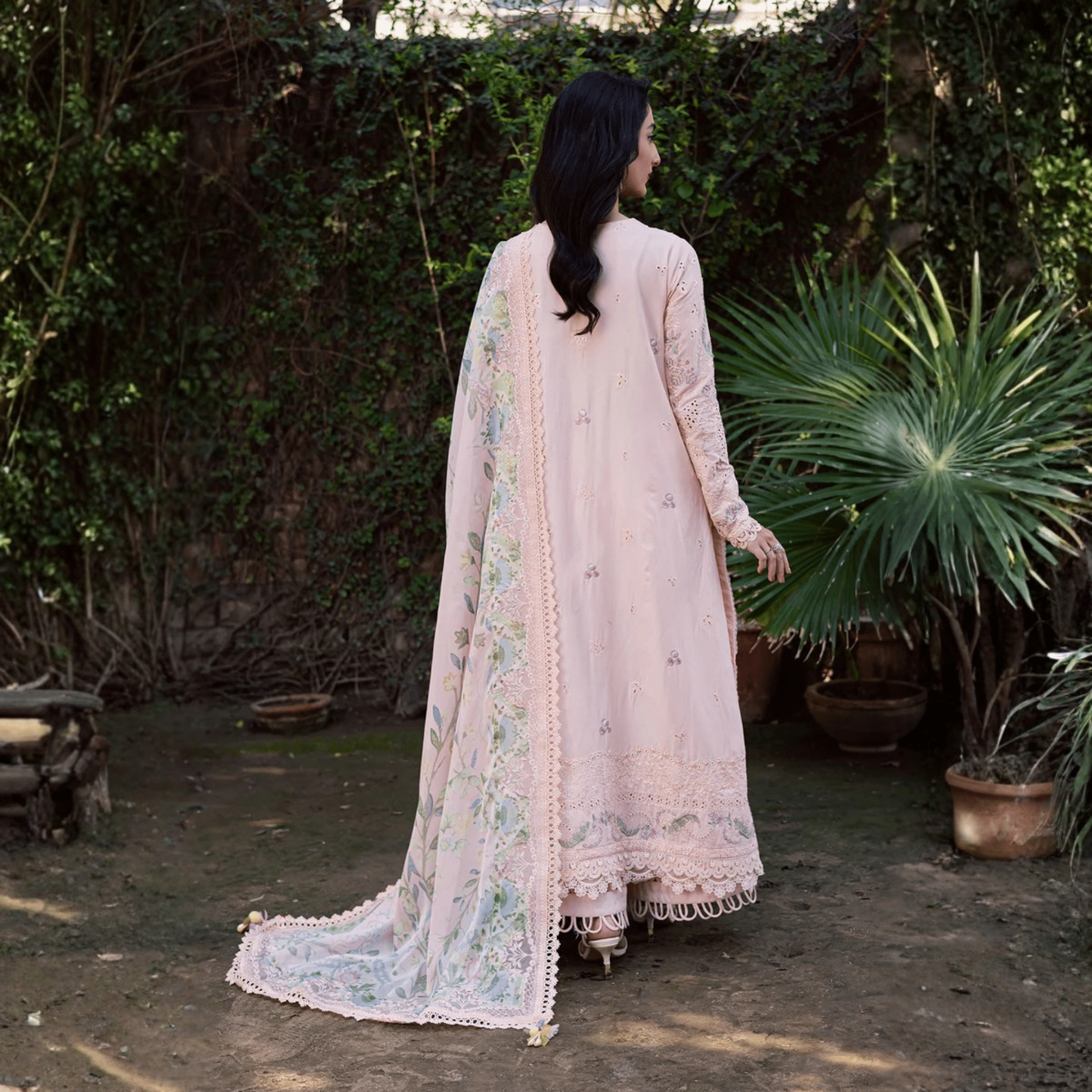 • Clothing: Embroidered/Printed suit for women - Made of best quality fabric - lawn or linen or chiffon - pure silk - Available at Najma Designs & Co. • Jewelry: Gold - plated stud earrings for