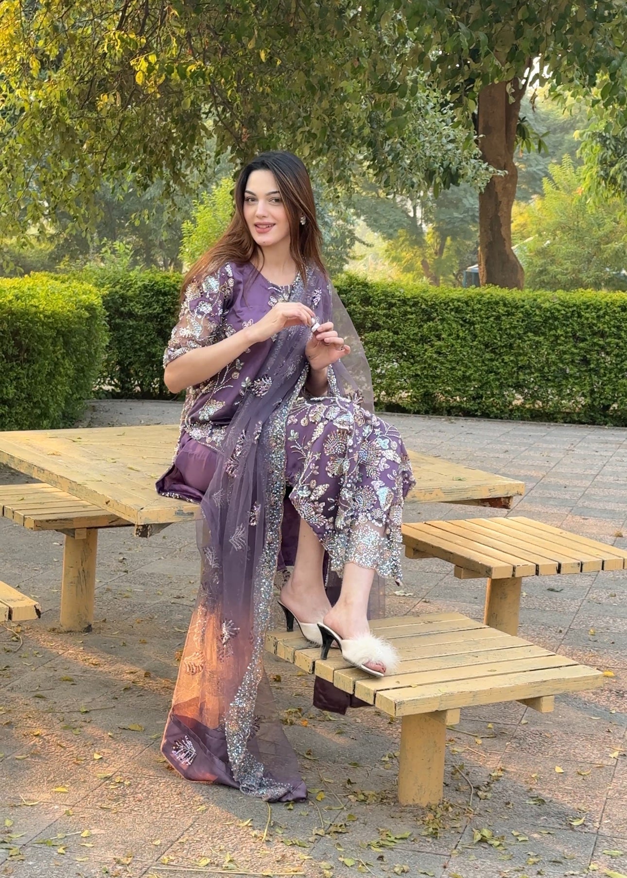 • Clothing: Embroidered/Printed suit for women - Made of best quality fabric - lawn or linen or chiffon - pure silk - Available at Najma Designs & Co. • Jewelry: Gold - plated stud earrings for