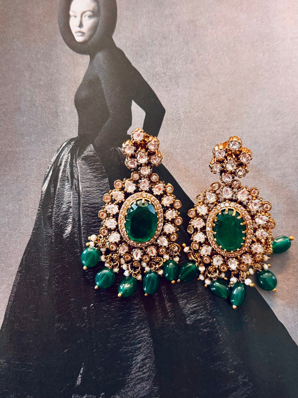 • Clothing: Embroidered/Printed suit for women - Made of best quality fabric - lawn or linen or chiffon - pure silk - Available at Najma Designs & Co. • Jewelry: Gold - plated stud earrings for