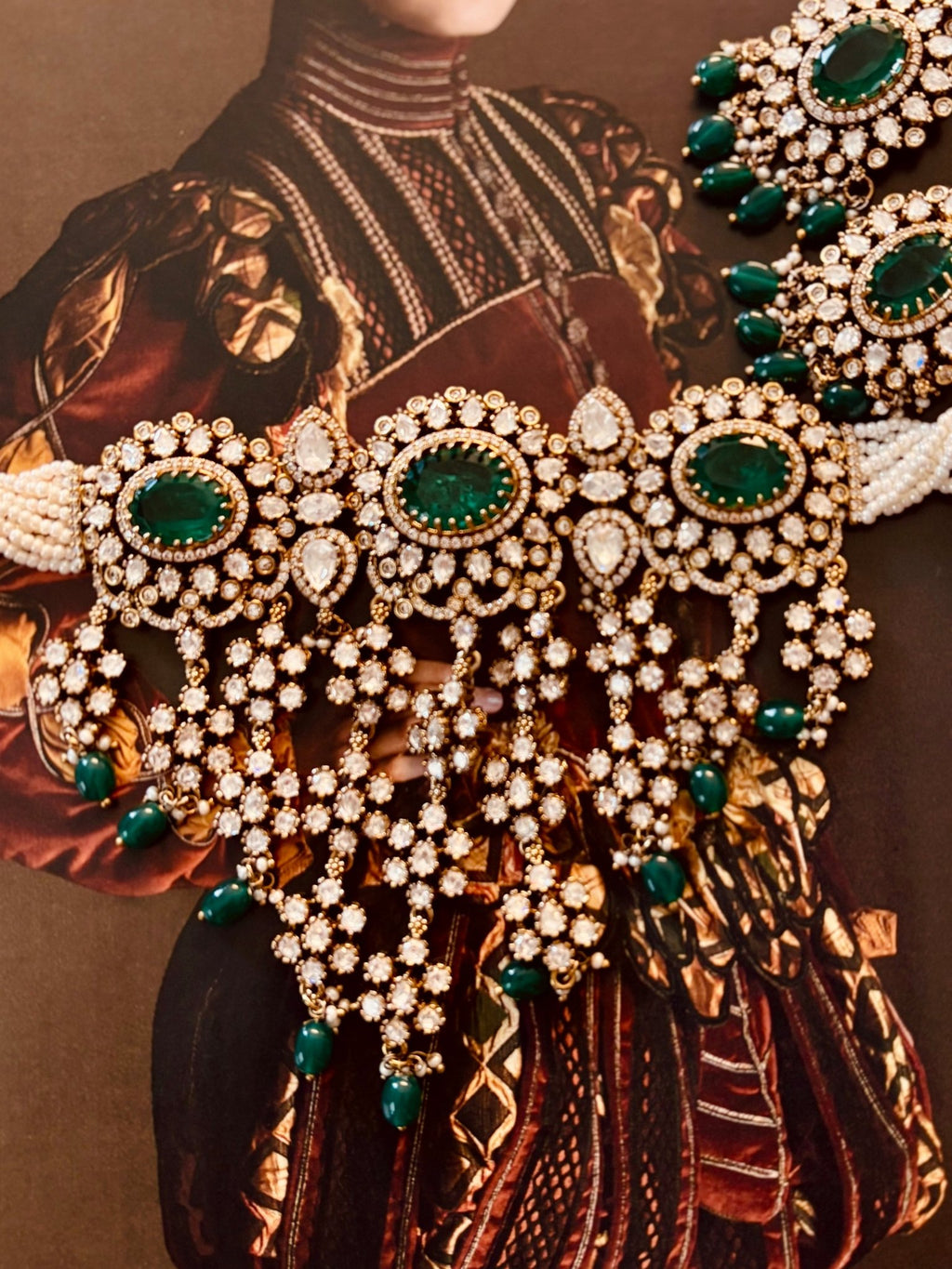 • Clothing: Embroidered/Printed suit for women - Made of best quality fabric - lawn or linen or chiffon - pure silk - Available at Najma Designs & Co. • Jewelry: Gold - plated stud earrings for