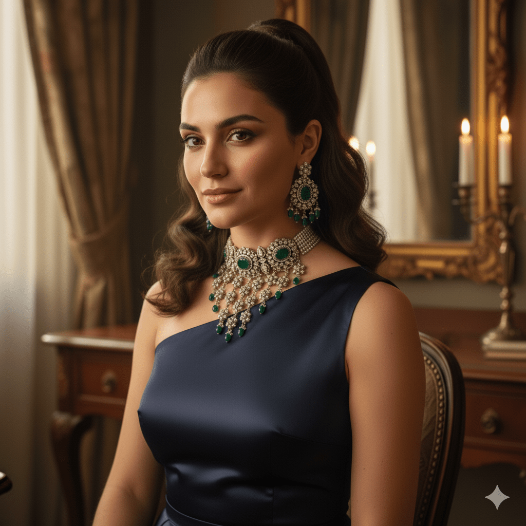 • Clothing: Embroidered/Printed suit for women - Made of best quality fabric - lawn or linen or chiffon - pure silk - Available at Najma Designs & Co. • Jewelry: Gold - plated stud earrings for