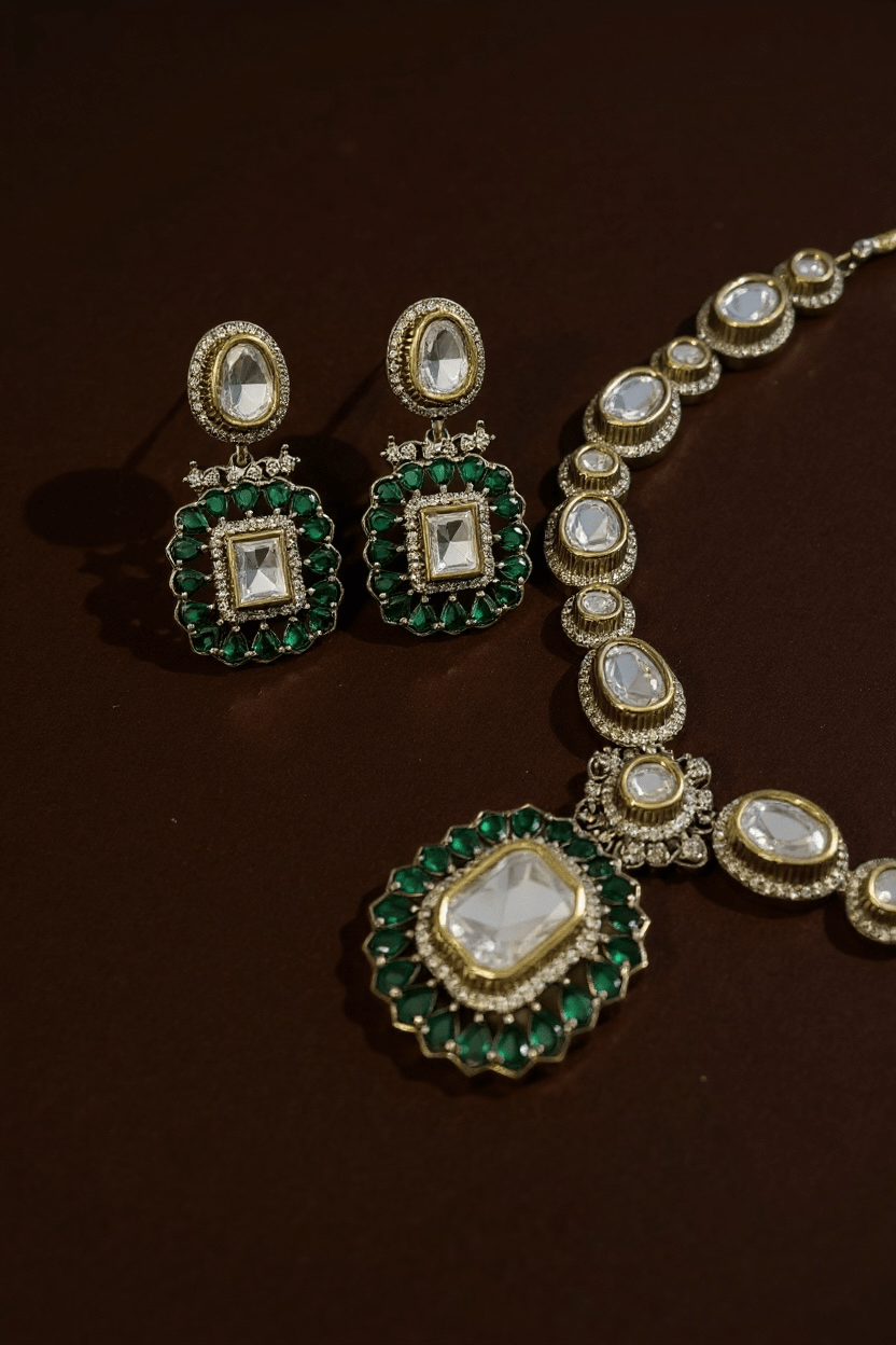 • Clothing: Embroidered/Printed suit for women - Made of best quality fabric - lawn or linen or chiffon - pure silk - Available at Najma Designs & Co. • Jewelry: Gold - plated stud earrings for