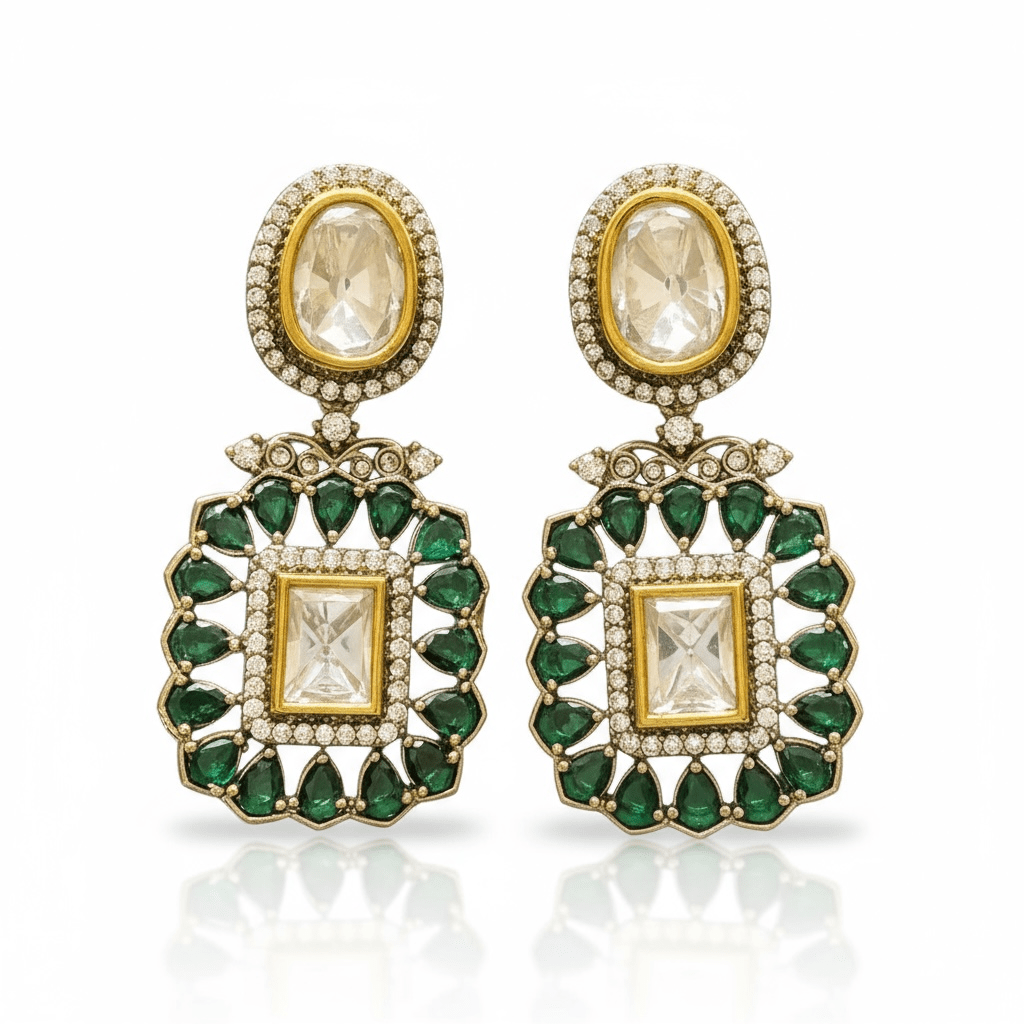 • Clothing: Embroidered/Printed suit for women - Made of best quality fabric - lawn or linen or chiffon - pure silk - Available at Najma Designs & Co. • Jewelry: Gold - plated stud earrings for