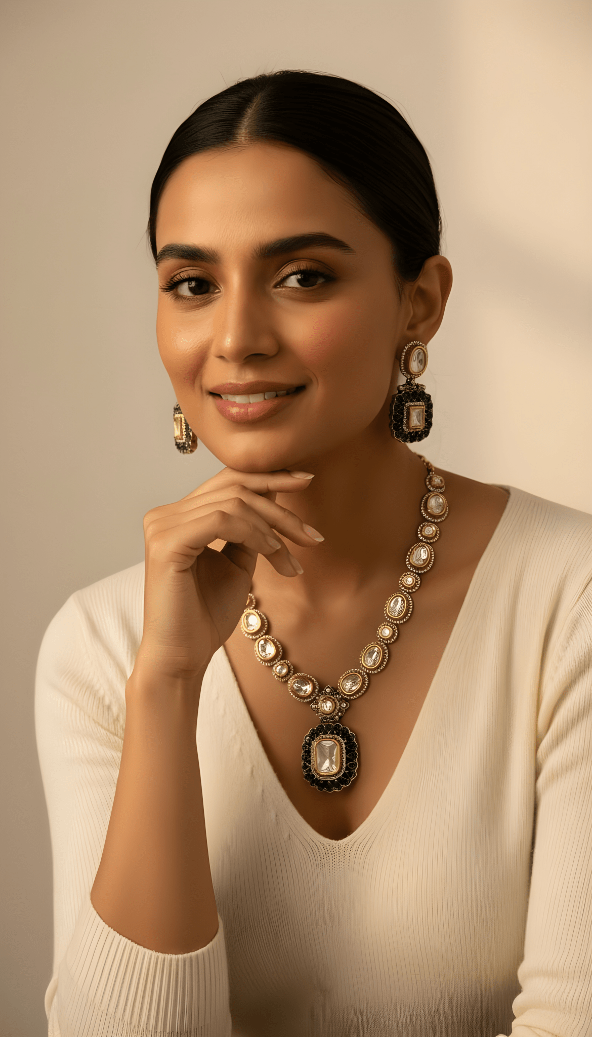 • Clothing: Embroidered/Printed suit for women - Made of best quality fabric - lawn or linen or chiffon - pure silk - Available at Najma Designs & Co. • Jewelry: Gold - plated stud earrings for