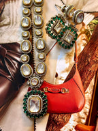 • Clothing: Embroidered/Printed suit for women - Made of best quality fabric - lawn or linen or chiffon - pure silk - Available at Najma Designs & Co. • Jewelry: Gold - plated stud earrings for