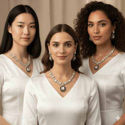 • Clothing: Embroidered/Printed suit for women - Made of best quality fabric - lawn or linen or chiffon - pure silk - Available at Najma Designs & Co. • Jewelry: Gold - plated stud earrings for