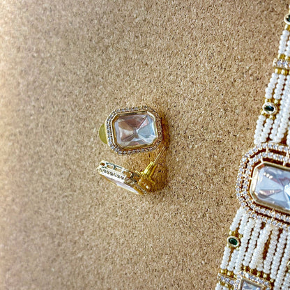 • Clothing: Embroidered/Printed suit for women - Made of best quality fabric - lawn or linen or chiffon - pure silk - Available at Najma Designs & Co. • Jewelry: Gold - plated stud earrings for