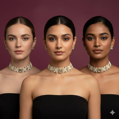 • Clothing: Embroidered/Printed suit for women - Made of best quality fabric - lawn or linen or chiffon - pure silk - Available at Najma Designs & Co. • Jewelry: Gold - plated stud earrings for