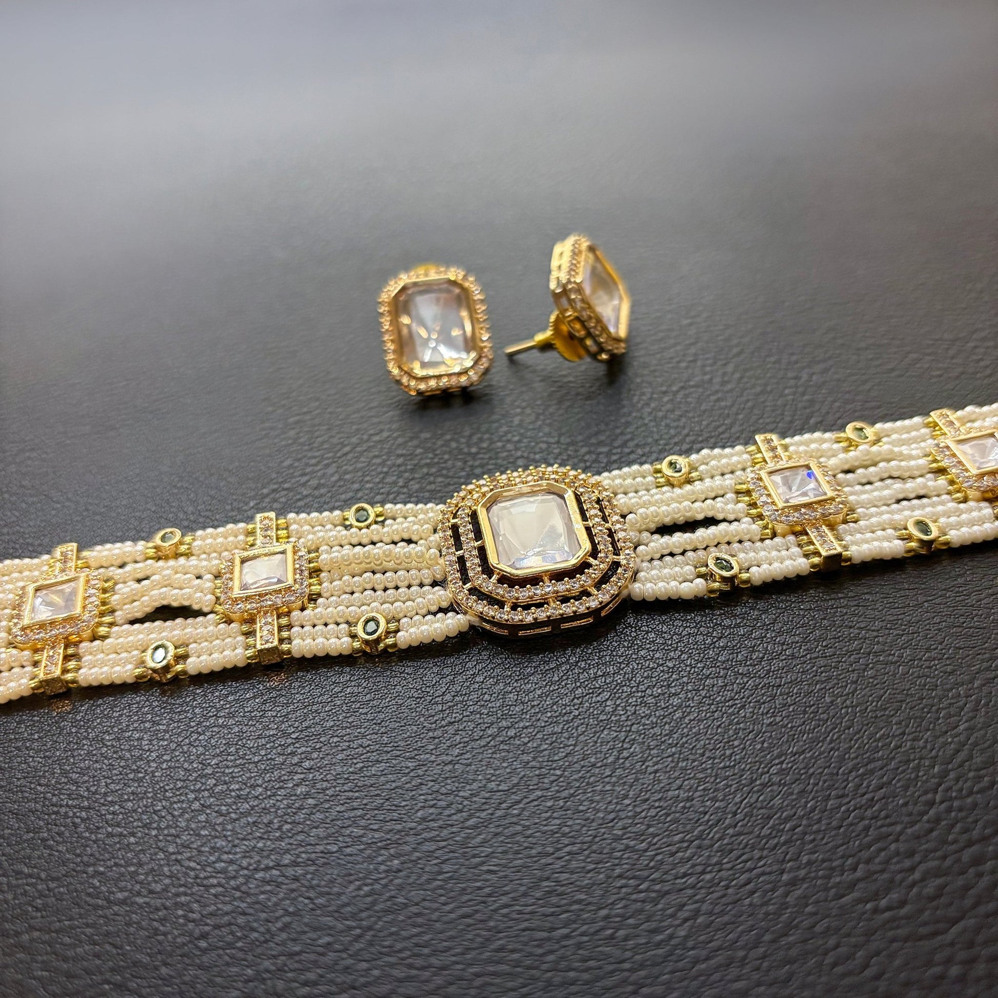 • Clothing: Embroidered/Printed suit for women - Made of best quality fabric - lawn or linen or chiffon - pure silk - Available at Najma Designs & Co. • Jewelry: Gold - plated stud earrings for