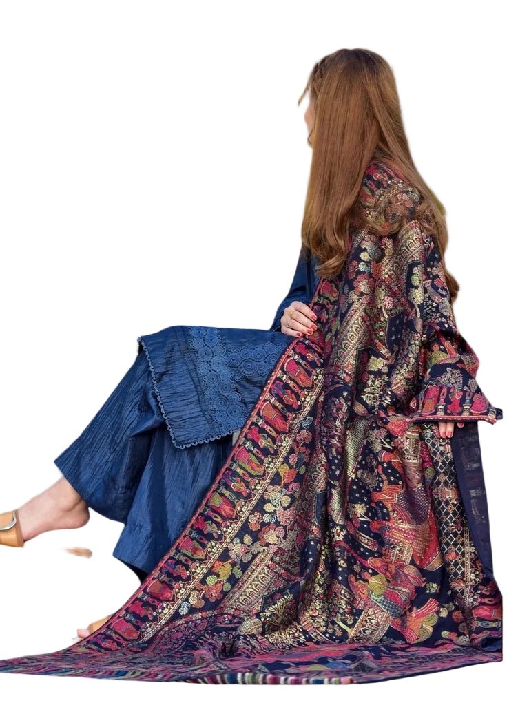 • Clothing: Embroidered/Printed suit for women - Made of best quality fabric - lawn or linen or chiffon - pure silk - Available at Najma Designs & Co. • Jewelry: Gold - plated stud earrings for