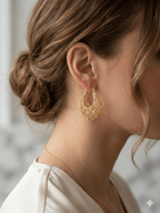 • Clothing: Embroidered/Printed suit for women - Made of best quality fabric - lawn or linen or chiffon- pure silk - Available at Najma Designs & Co. • Jewelry: Gold-plated stud earrings for