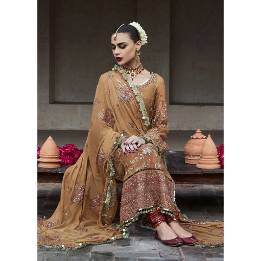 • Clothing: Embroidered/Printed suit for women - Made of best quality fabric - lawn or linen or chiffon - pure silk - Available at Najma Designs & Co. • Jewelry: Gold - plated stud earrings for