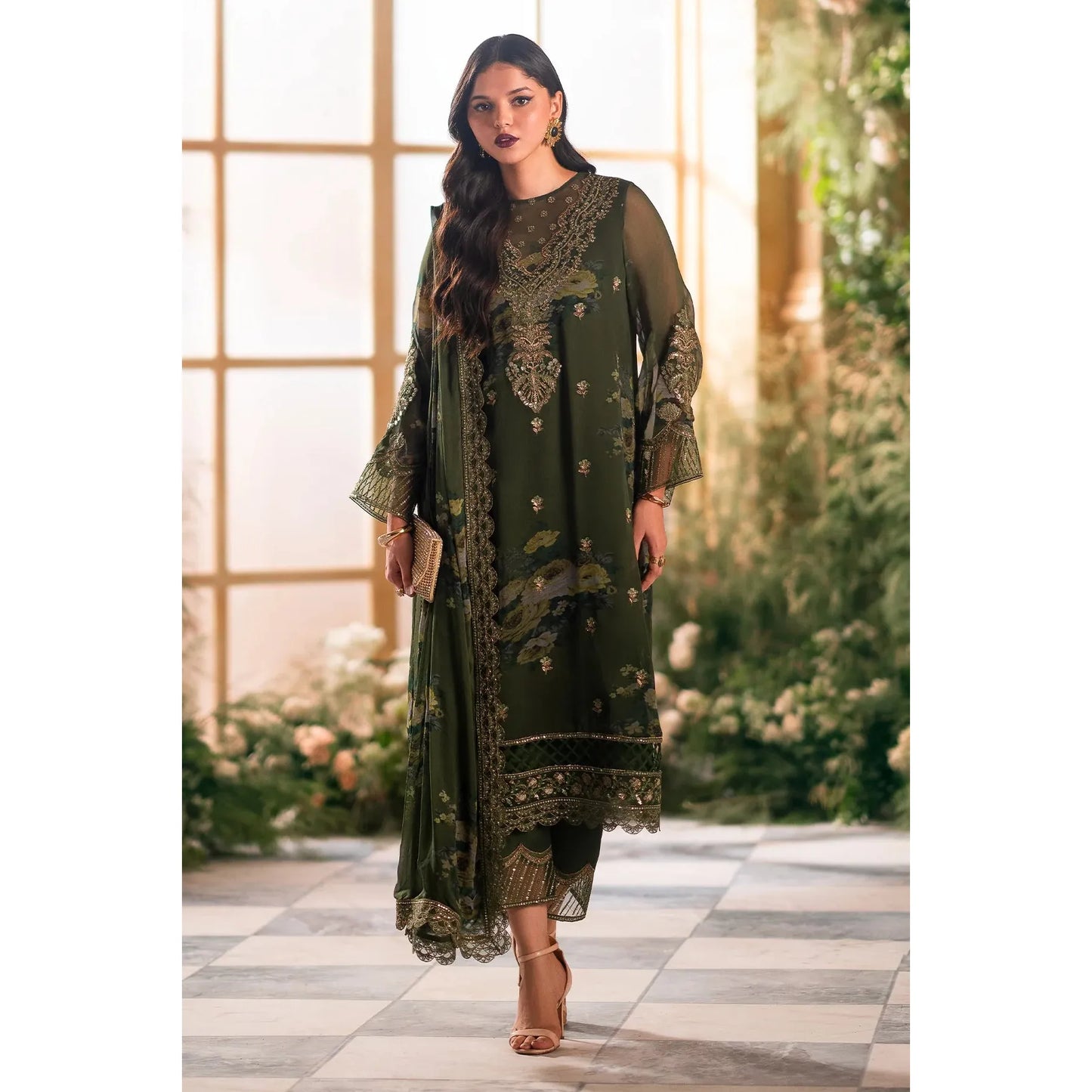 Charizma - 3-PC Stitched Embroidered Chiffon - Green