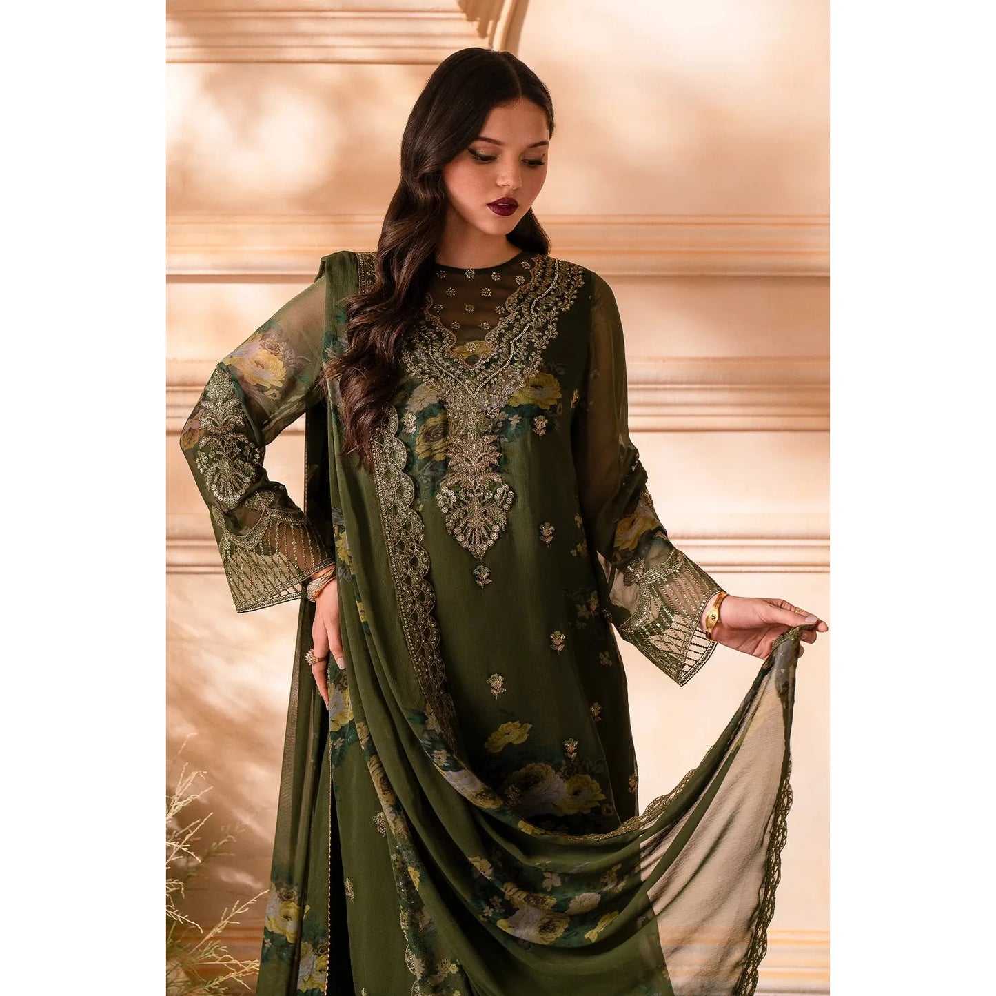 Charizma - 3-PC Stitched Embroidered Chiffon - Green