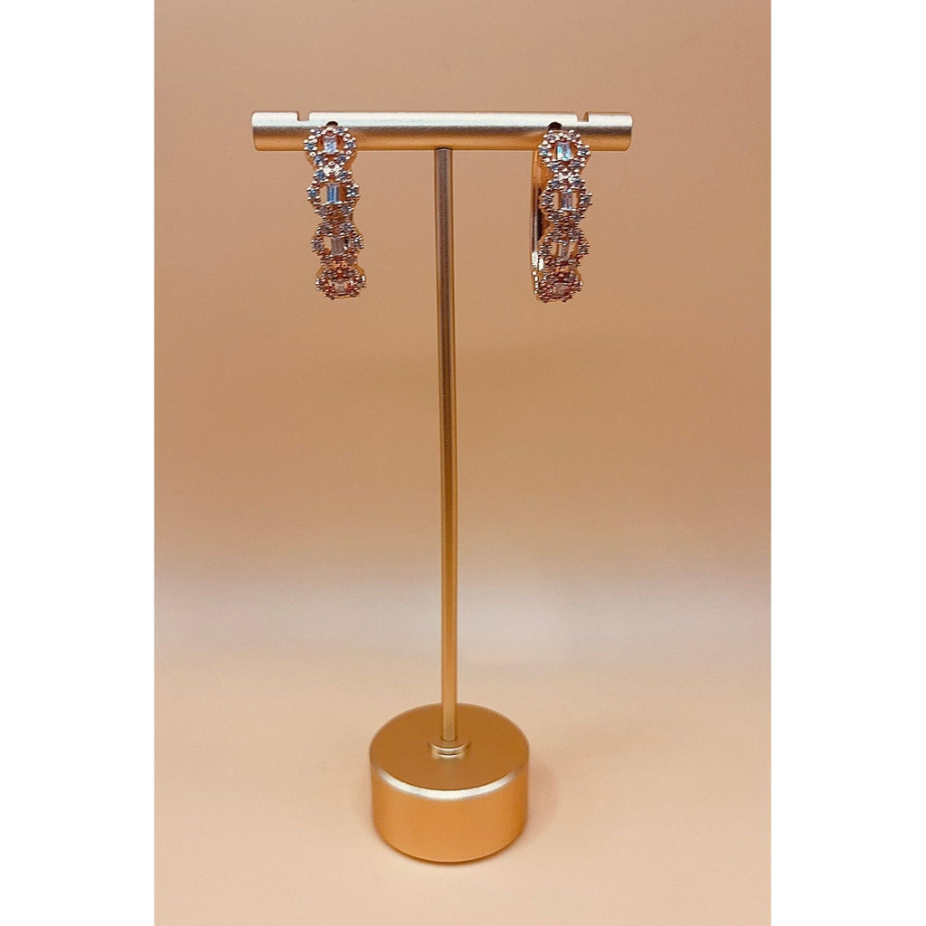 golden earring with clear zircone stones 