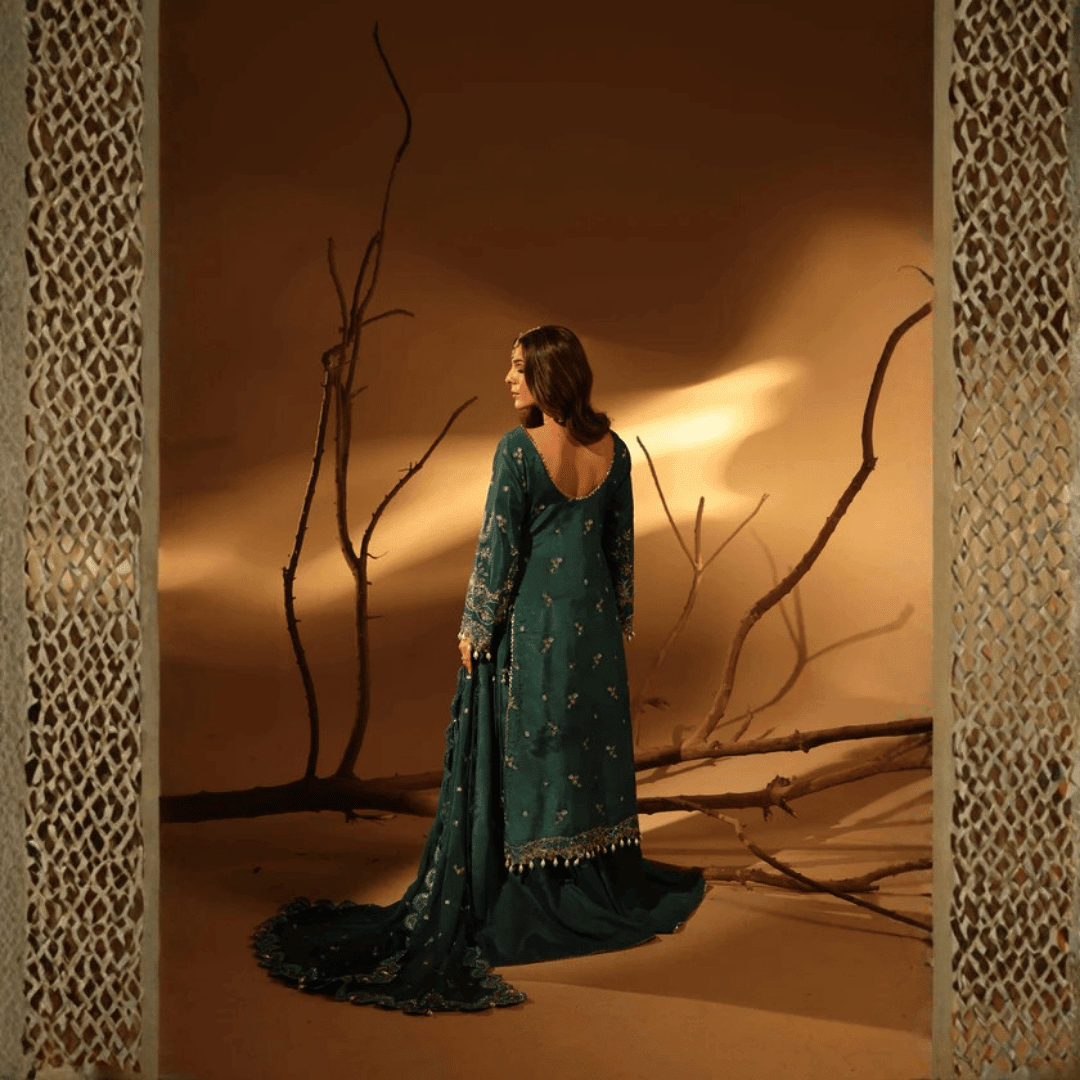 • Clothing: Embroidered/Printed suit for women - Made of best quality fabric - lawn or linen or chiffon - pure silk - Available at Najma Designs & Co. • Jewelry: Gold - plated stud earrings for