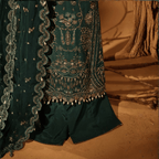 • Clothing: Embroidered/Printed suit for women - Made of best quality fabric - lawn or linen or chiffon - pure silk - Available at Najma Designs & Co. • Jewelry: Gold - plated stud earrings for
