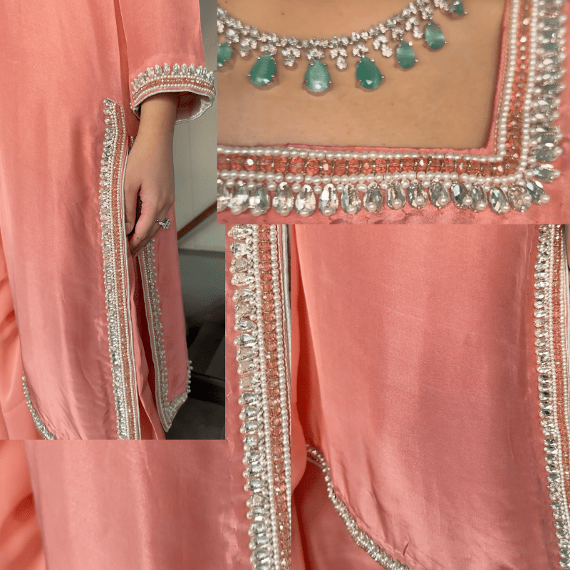 • Clothing: Embroidered/Printed suit for women - Made of best quality fabric - lawn or linen or chiffon - pure silk - Available at Najma Designs & Co. • Jewelry: Gold - plated stud earrings for