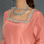 • Clothing: Embroidered/Printed suit for women - Made of best quality fabric - lawn or linen or chiffon - pure silk - Available at Najma Designs & Co. • Jewelry: Gold - plated stud earrings for