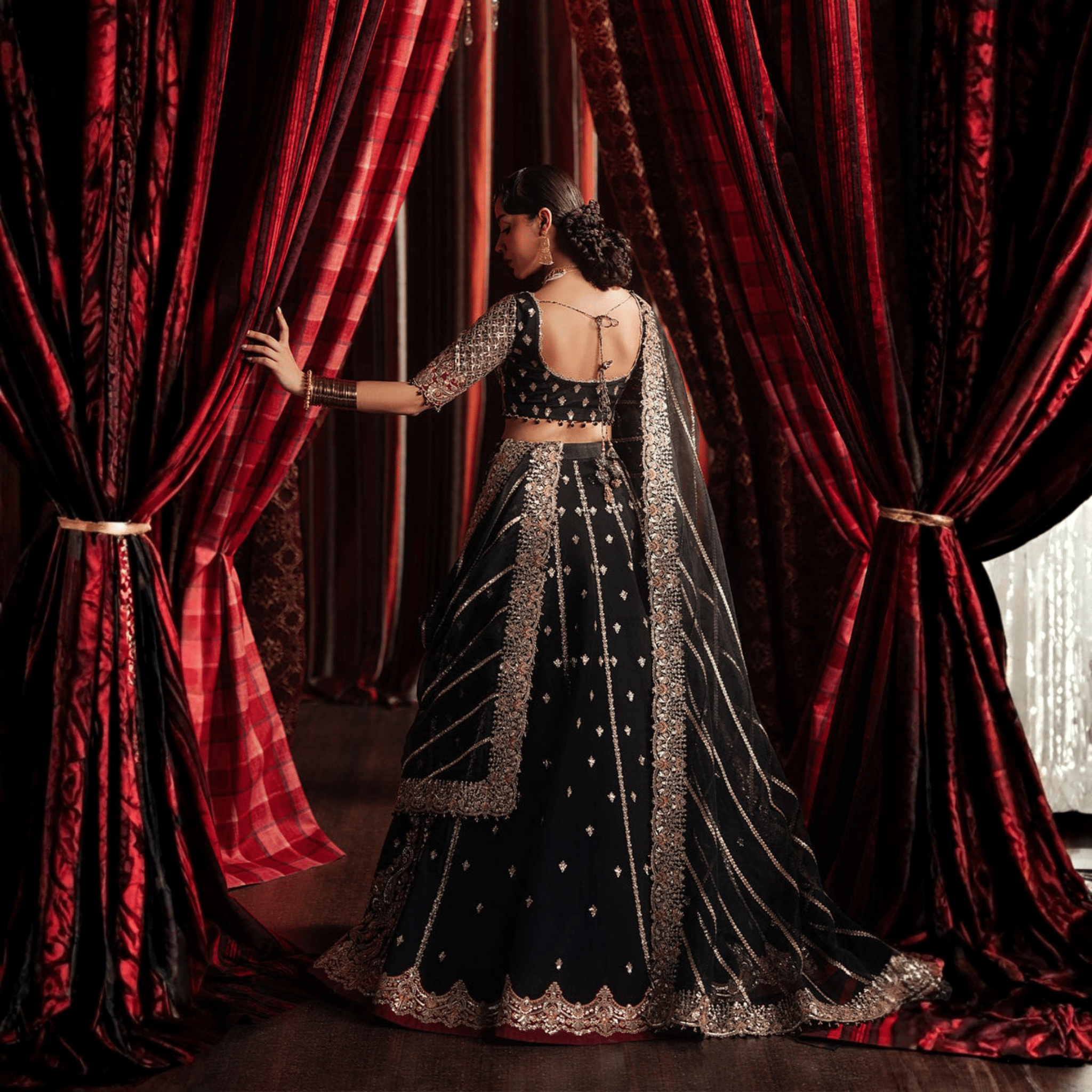 • Clothing: Embroidered/Printed suit for women - Made of best quality fabric - lawn or linen or chiffon - pure silk - Available at Najma Designs & Co. • Jewelry: Gold - plated stud earrings for