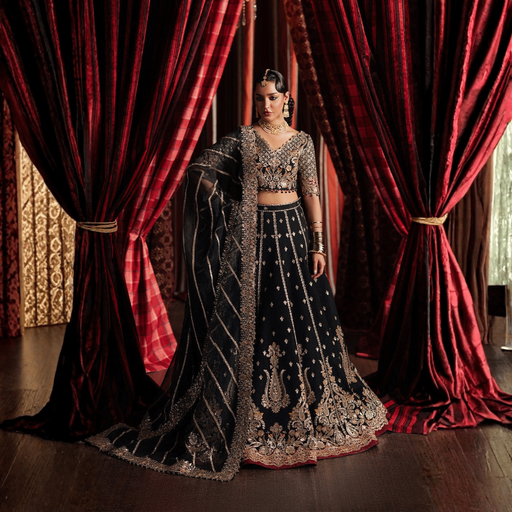 • Clothing: Embroidered/Printed suit for women - Made of best quality fabric - lawn or linen or chiffon - pure silk - Available at Najma Designs & Co. • Jewelry: Gold - plated stud earrings for