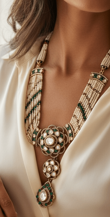 • Clothing: Embroidered/Printed suit for women - Made of best quality fabric - lawn or linen or chiffon - pure silk - Available at Najma Designs & Co. • Jewelry: Gold - plated stud earrings for