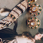• Clothing: Embroidered/Printed suit for women - Made of best quality fabric - lawn or linen or chiffon - pure silk - Available at Najma Designs & Co. • Jewelry: Gold - plated stud earrings for