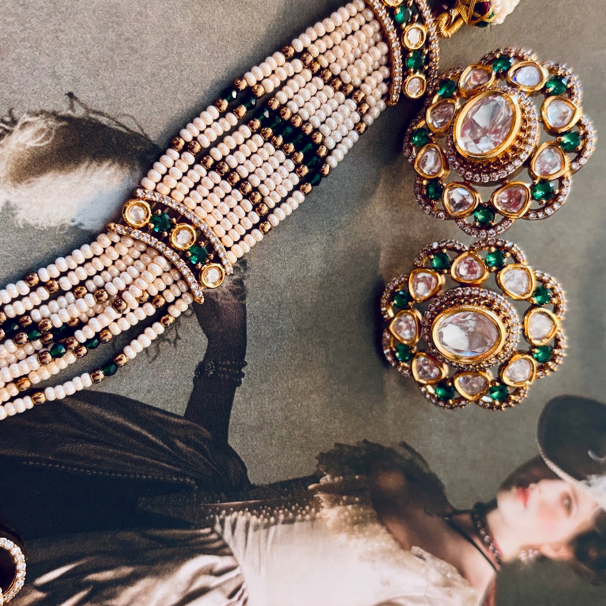 • Clothing: Embroidered/Printed suit for women - Made of best quality fabric - lawn or linen or chiffon - pure silk - Available at Najma Designs & Co. • Jewelry: Gold - plated stud earrings for