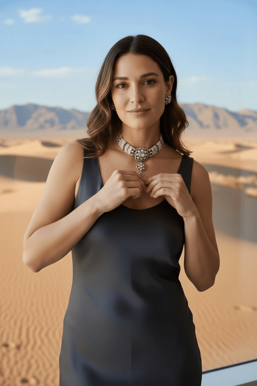 • Clothing: Embroidered/Printed suit for women - Made of best quality fabric - lawn or linen or chiffon - pure silk - Available at Najma Designs & Co. • Jewelry: Gold - plated stud earrings for