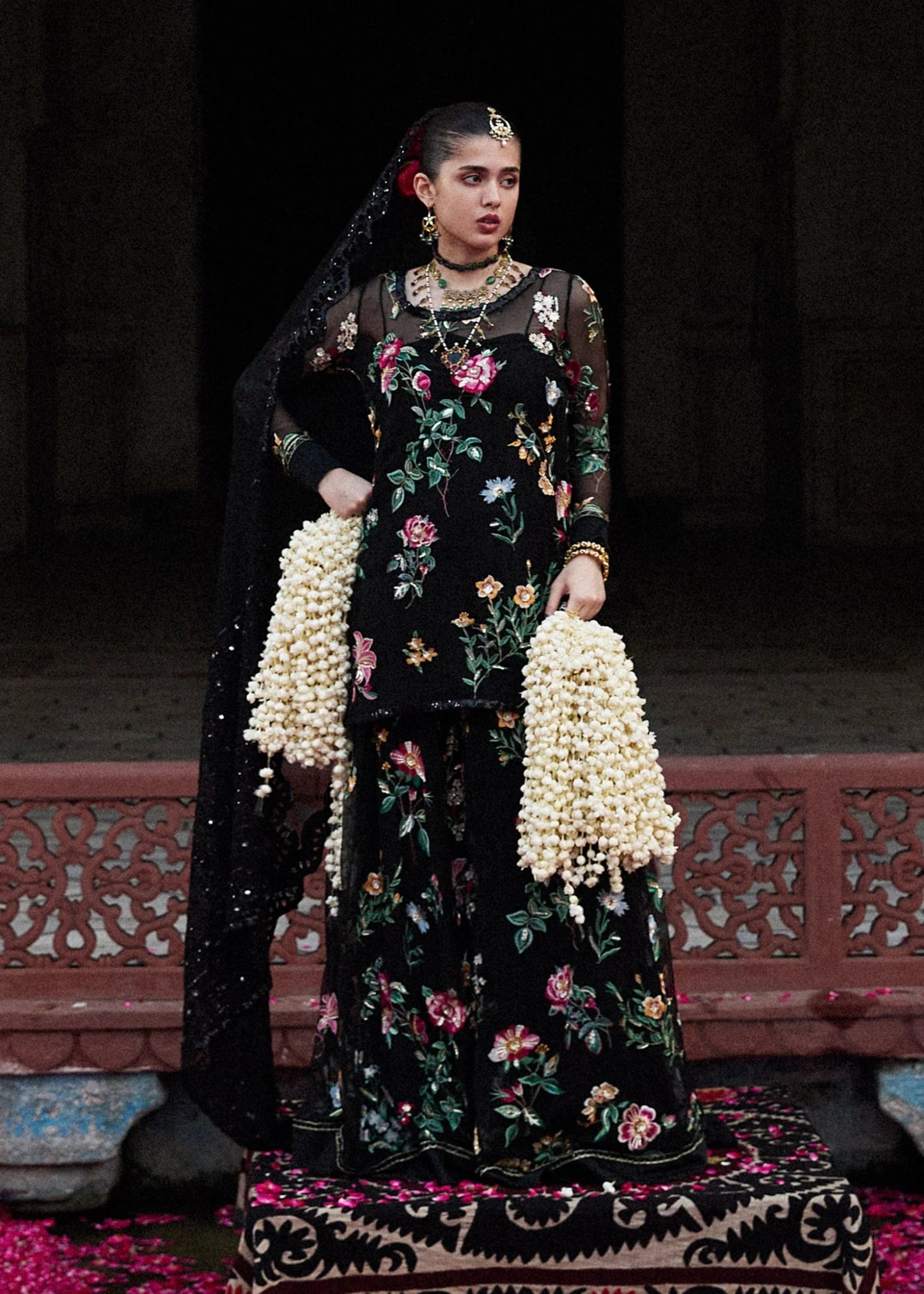 • Clothing: Embroidered/Printed suit for women - Made of best quality fabric - lawn or linen or chiffon - pure silk - Available at Najma Designs & Co. • Jewelry: Gold - plated stud earrings for
