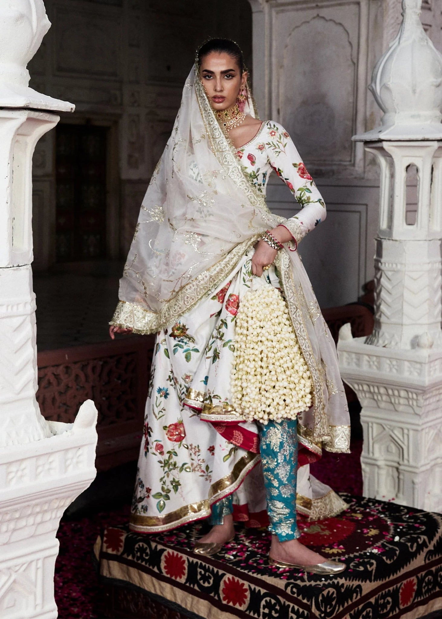 • Clothing: Embroidered/Printed suit for women - Made of best quality fabric - lawn or linen or chiffon - pure silk - Available at Najma Designs & Co. • Jewelry: Gold - plated stud earrings for