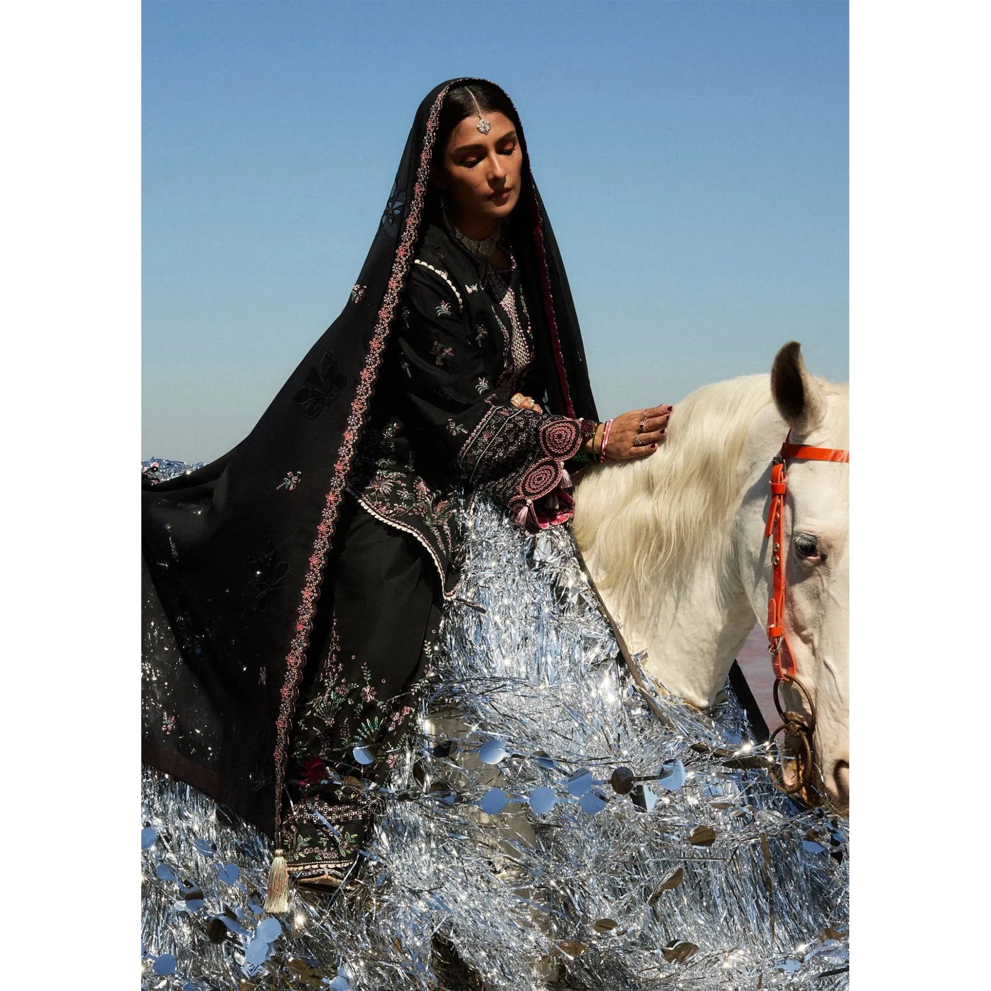 • Clothing: Embroidered/Printed suit for women - Made of best quality fabric - lawn or linen or chiffon - pure silk - Available at Najma Designs & Co. • Jewelry: Gold - plated stud earrings for