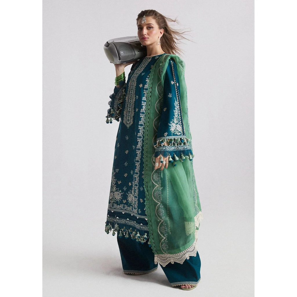 • Clothing: Embroidered/Printed suit for women - Made of best quality fabric - lawn or linen or chiffon - pure silk - Available at Najma Designs & Co. • Jewelry: Gold - plated stud earrings for