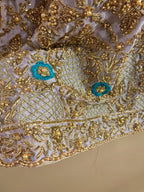 • Clothing: Embroidered/Printed suit for women - Made of best quality fabric - lawn or linen or chiffon - pure silk - Available at Najma Designs & Co. • Jewelry: Gold - plated stud earrings for