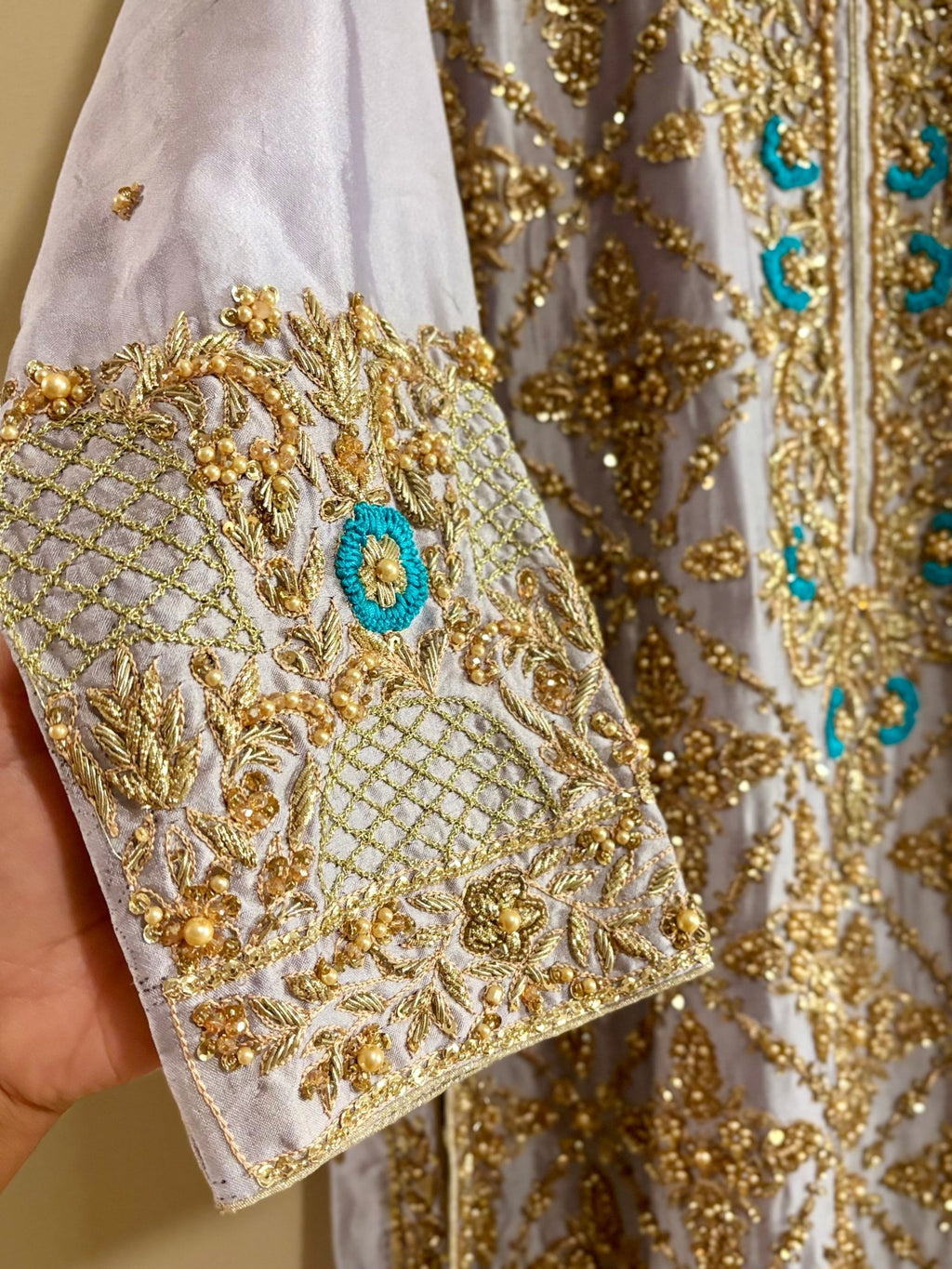 • Clothing: Embroidered/Printed suit for women - Made of best quality fabric - lawn or linen or chiffon - pure silk - Available at Najma Designs & Co. • Jewelry: Gold - plated stud earrings for