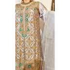 • Clothing: Embroidered/Printed suit for women - Made of best quality fabric - lawn or linen or chiffon - pure silk - Available at Najma Designs & Co. • Jewelry: Gold - plated stud earrings for