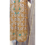 • Clothing: Embroidered/Printed suit for women - Made of best quality fabric - lawn or linen or chiffon - pure silk - Available at Najma Designs & Co. • Jewelry: Gold - plated stud earrings for
