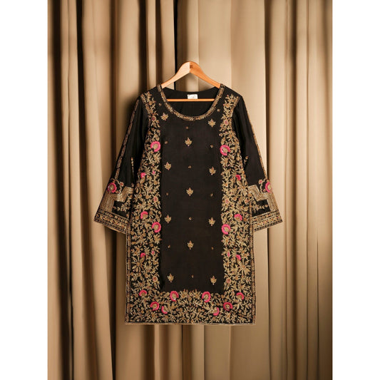 • Clothing: Embroidered/Printed suit for women - Made of best quality fabric - lawn or linen or chiffon - pure silk - Available at Najma Designs & Co. • Jewelry: Gold - plated stud earrings for