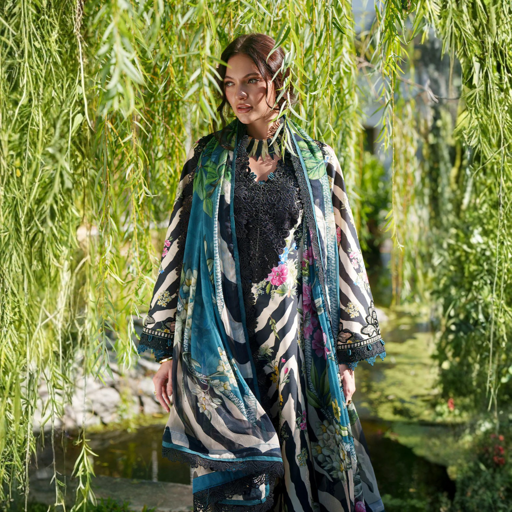 • Clothing: Embroidered/Printed suit for women - Made of best quality fabric - lawn or linen or chiffon - pure silk - Available at Najma Designs & Co. • Jewelry: Gold - plated stud earrings for