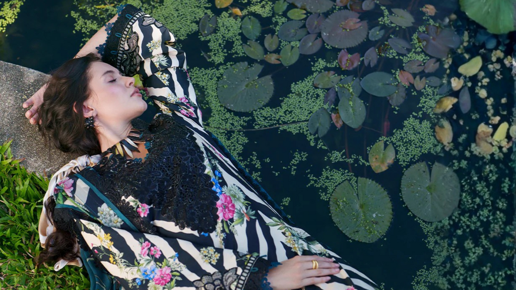 • Clothing: Embroidered/Printed suit for women - Made of best quality fabric - lawn or linen or chiffon - pure silk - Available at Najma Designs & Co. • Jewelry: Gold - plated stud earrings for