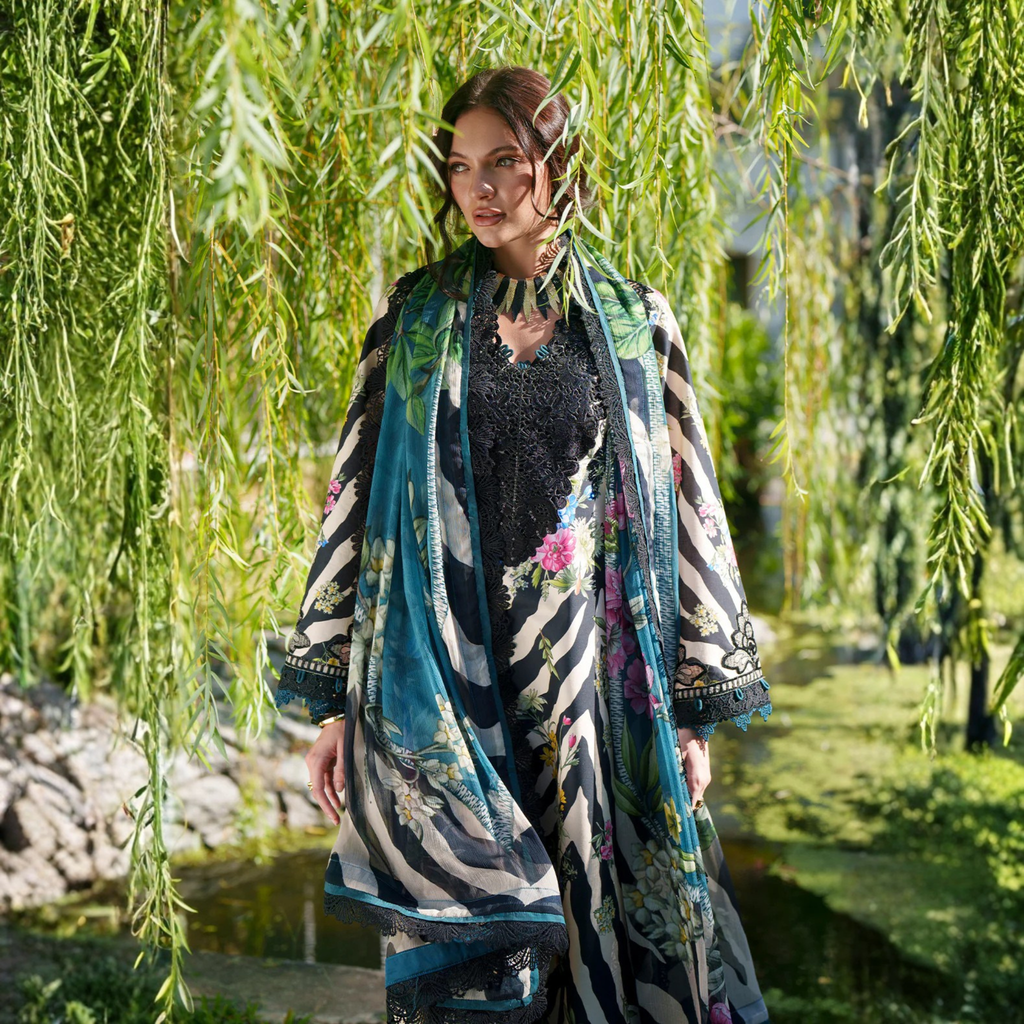 • Clothing: Embroidered/Printed suit for women - Made of best quality fabric - lawn or linen or chiffon - pure silk - Available at Najma Designs & Co. • Jewelry: Gold - plated stud earrings for