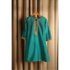 Sea green gharara set with beautiful gold embroidery, shirt 
