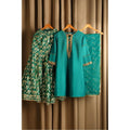 Sea green gharara set with beautiful gld embroidery, shirt dupatta and gharara 