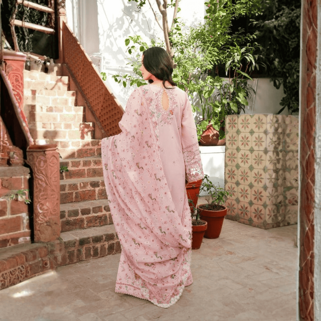 • Clothing: Embroidered/Printed suit for women - Made of best quality fabric - lawn or linen or chiffon - pure silk - Available at Najma Designs & Co. • Jewelry: Gold - plated stud earrings for