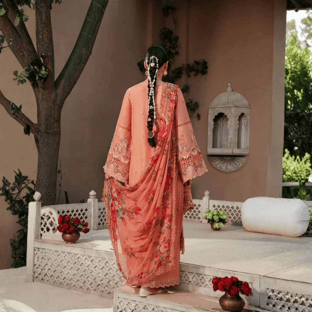 • Clothing: Embroidered/Printed suit for women - Made of best quality fabric - lawn or linen or chiffon - pure silk - Available at Najma Designs & Co. • Jewelry: Gold - plated stud earrings for