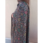 close up of Kani Shawl Pashmina - Black Multi-color beautiful design available at najmadesigns and co. Good for winters. 