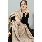 Kani Pashmina Shawl (Shahi) is a beautiful multi-colored shawl with a beige base color. It is available at Najmadesigns and Co.