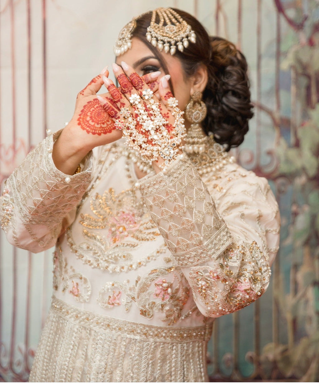 • Clothing: Embroidered/Printed suit for women - Made of best quality fabric - lawn or linen or chiffon - pure silk - Available at Najma Designs & Co. • Jewelry: Gold - plated stud earrings for
